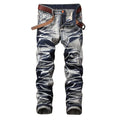 Fitspi Wholesale Supply European American Jeans Men's Four Color Trousers Distressed Straight Fashion Pants