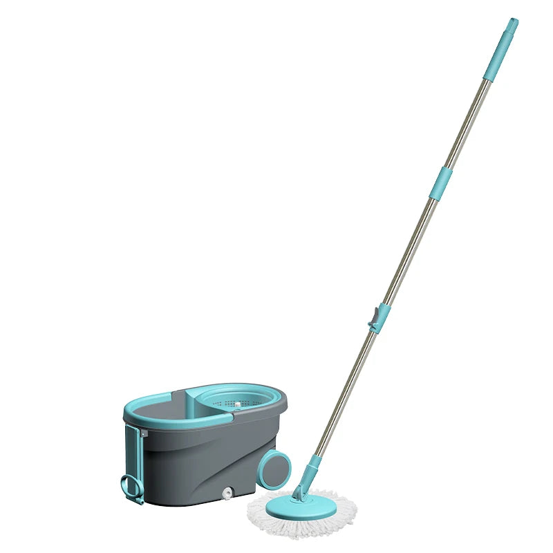DOOSO Extended Handle Stainless Steel Spinning Mop Bucket on Wheels Microfiber Mop Refills