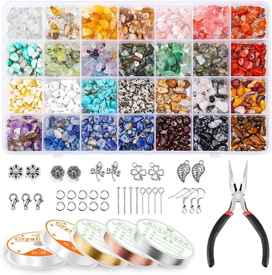 Hot Sell 28 Grids Irregular Natural Stone Box for DIY Jewelry Accessories 6mm Gemstone Beads Friendship Bracelet Making Kit