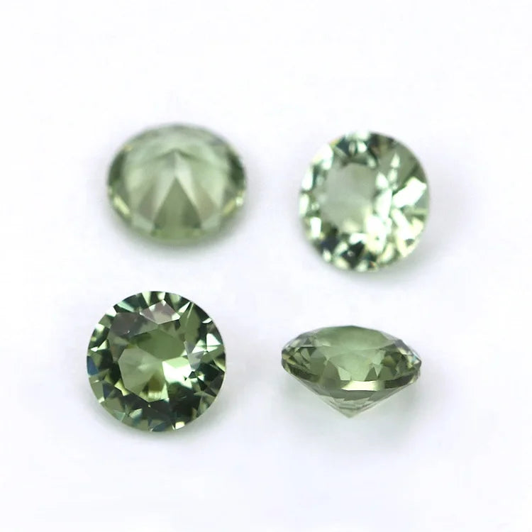 3-10mm 3A Grade 149# Tourmaline Green Loose Synthetic Spinel Round Shape Brilliant Cut Green Spinel Stone