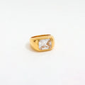 Joolim Jewelry 18K Gold Plated Luxury Chunky Square Zirconia Stainless Steel  Rings for Women Tarnish Free