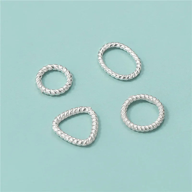 925 Sterling Silver Jump Rings Round Rings Oval Twist Wire Closed Ring for Jewelry Making