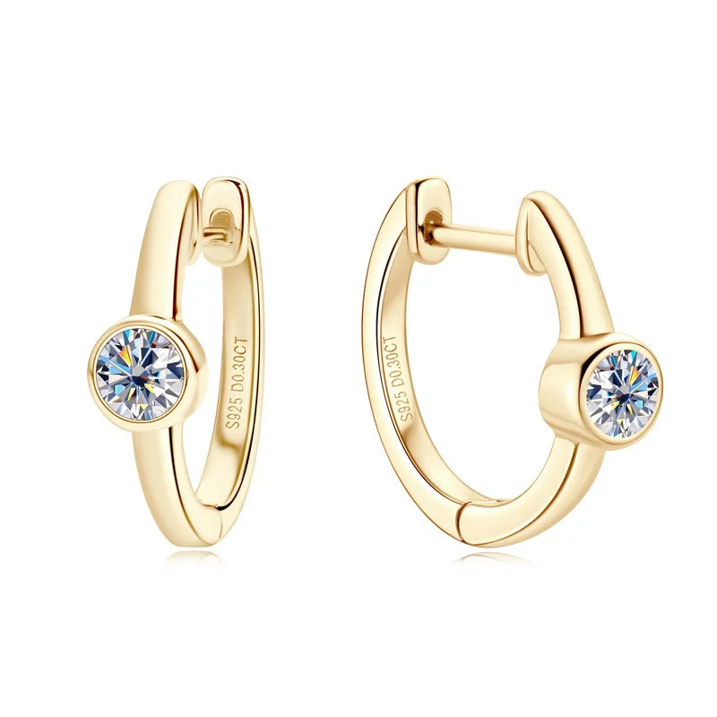 Wholesale Iced Out Grade D Moissanite Earrings 925 Sterling Silver 0.3ct+0.3ct Moissanite GRA Certified Hoop Earrings Women