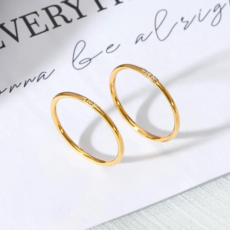 New Design Trendy Simple Jewelry Bling Simple Style 18k Gold Plated Diamond Titanium Stainless Steel Rotatable Ring Women