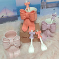 Creative Bow Shape Coffee Mug Lovely 3D Ceramic Bowknot Milk Mug with Spoon for Valentines Day Gift