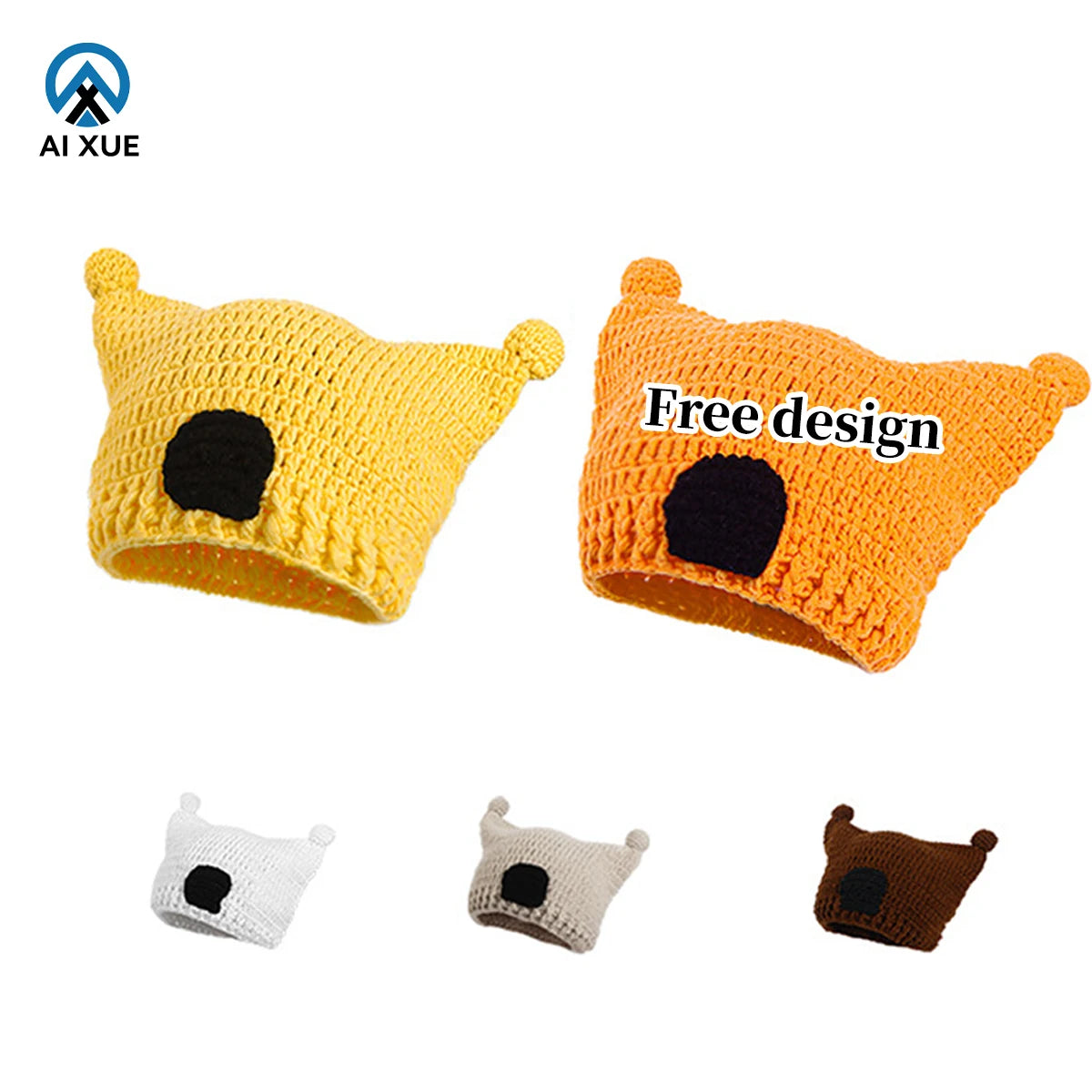 Handmade Decorative Crochet Bucket Hat Trendy Color Block Knit Hat Fashion Outfit Accessory
