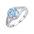Abiding Jewelry Classic Antique Fashion Jewelry Ring Sky Blue Topaz Blue 925 Silver Gemstone Rings for Women