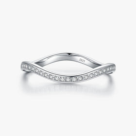 Delicate Wedding Engagement Statement Fine Jewelry 925 Sterling Silver Irregular Wave Line Sparkling Zircon Rings for Women