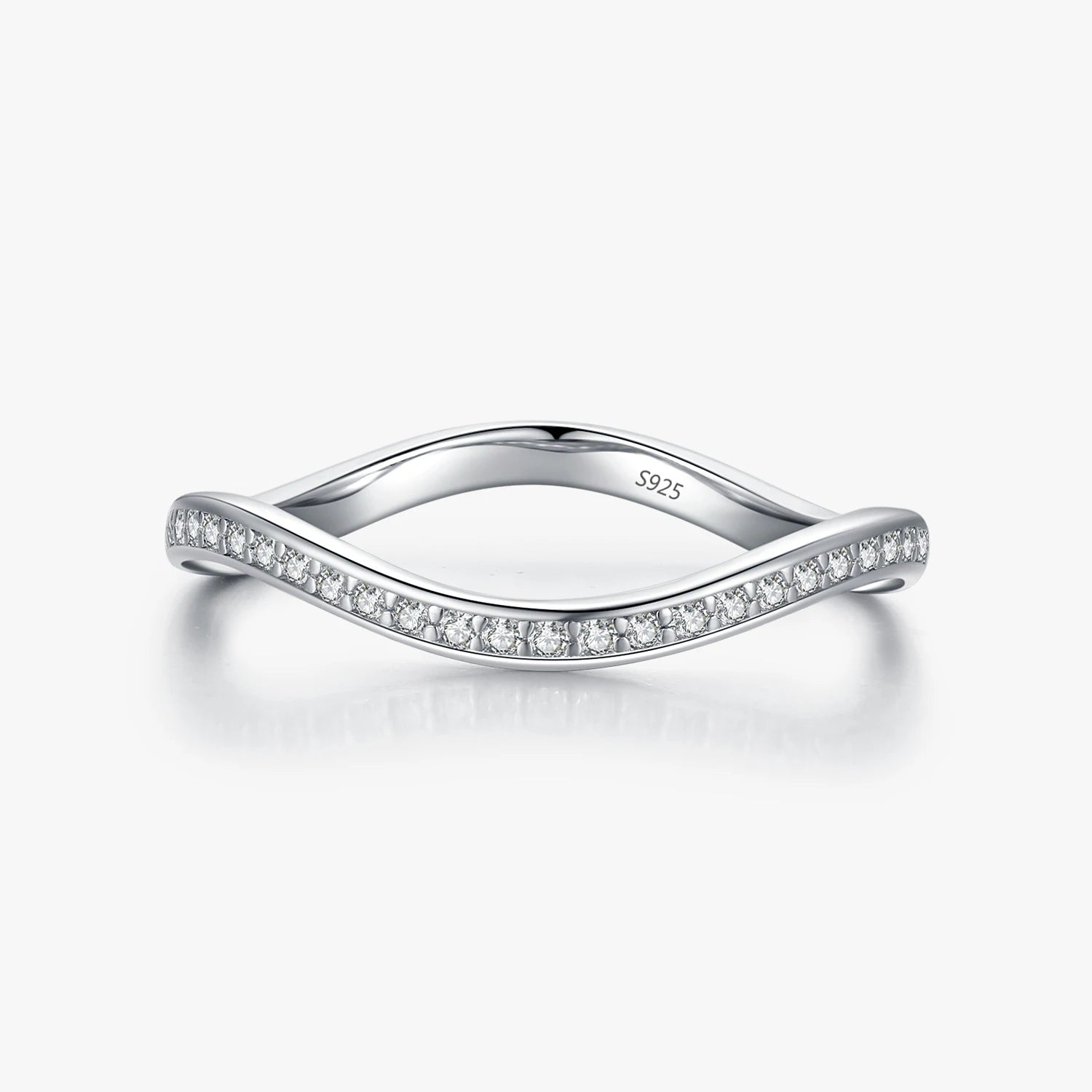 Delicate Wedding Engagement Statement Fine Jewelry 925 Sterling Silver Irregular Wave Line Sparkling Zircon Rings for Women