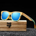 Wholesale Custom Logo Polarized Bamboo Uv Lens Sun Glass With Case Handmade Natural Wood Mirror Bamboo Sunglasses Colorful Frame