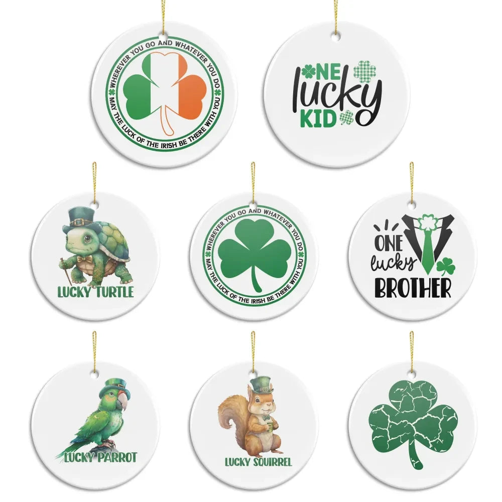 Putuo Decor Saint Patrick's Day Ceramic Hanging Wall Sign St. Patrick's Day Decoration Ceramic Pendant