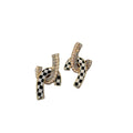 Korean 925 Sterling Silver Black and White Square Earrings Fashion C-shaped Diamond Pearl Earrings