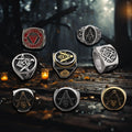 Vintage Unisex Stainless Steel Men's Ring Gold Plated Punk Enamel Skull Design for Party or Gift