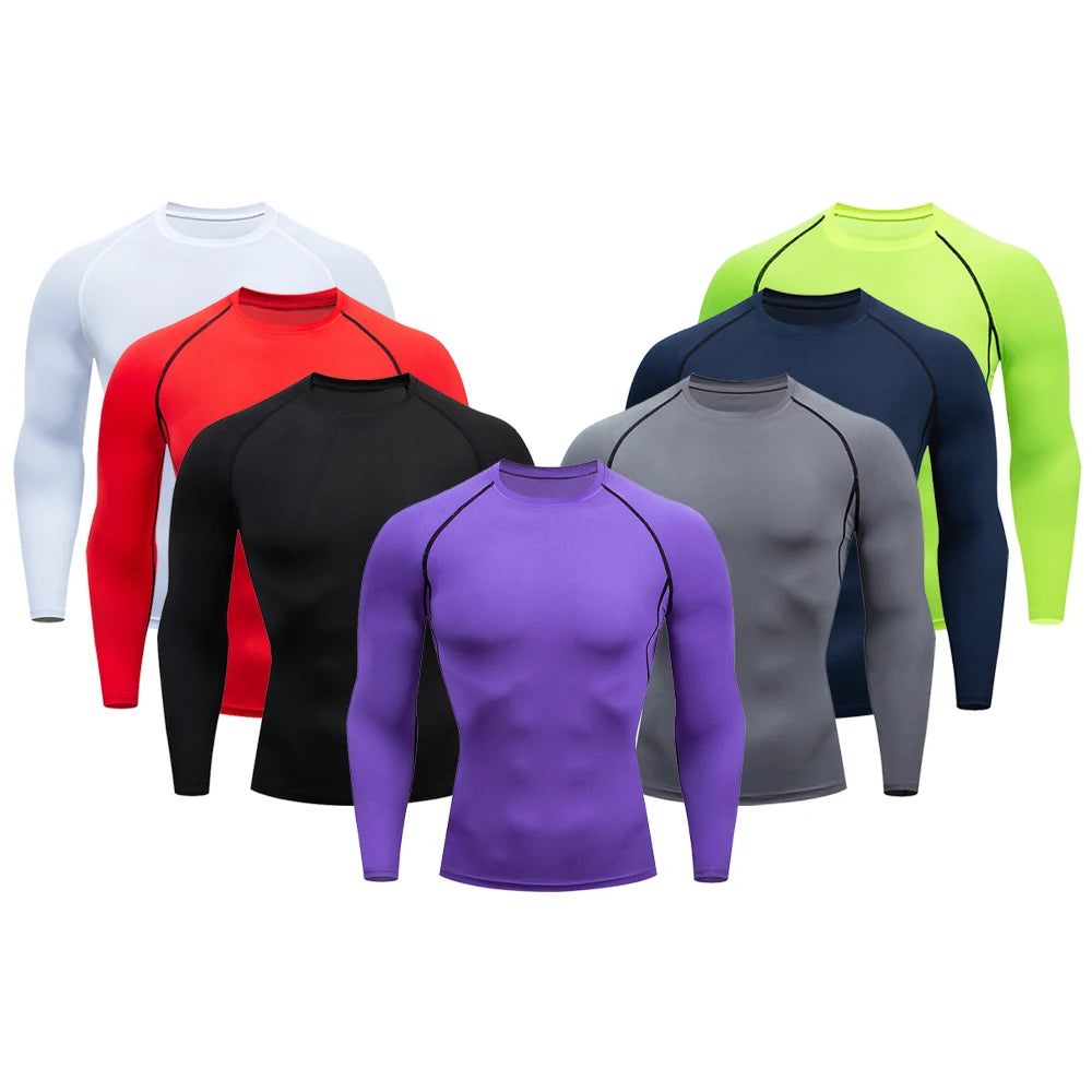 Manufacturer Athletic Mens Running Cycling Tights Sports Training Wear Custom White Long Sleeve Men Gym Compression Shirt
