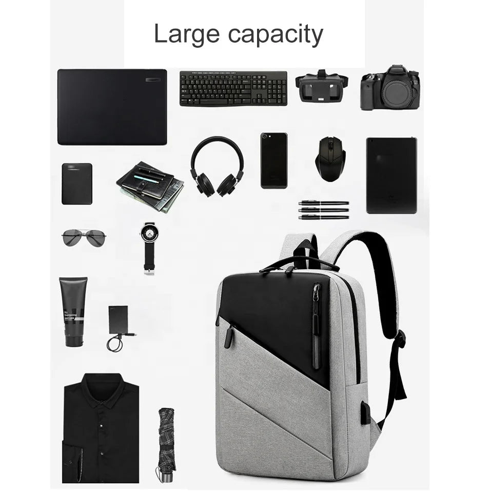 QXMOVING 15 Inch Waterproof Anti-Theft Computer Backpack Lady Fashionable Oxford Polyester Lining USB Business Sports Travel