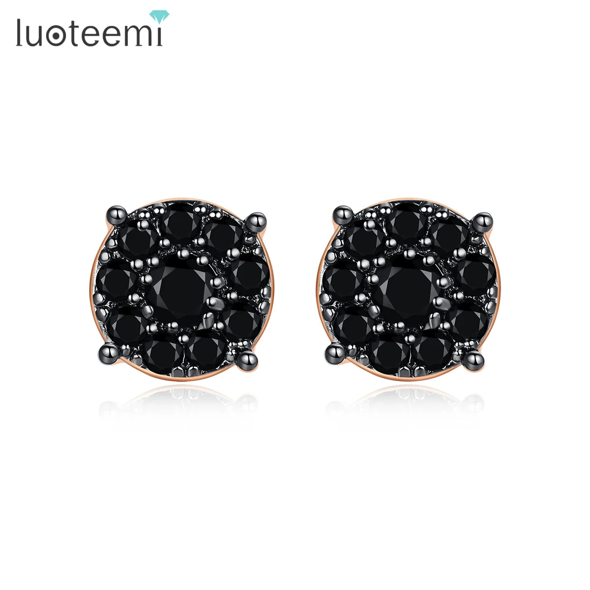 LUOTEEMI Cubic Zirconia Jewelry Earrings Zircon Stone New Earrings Women Black CZ Stud Earring