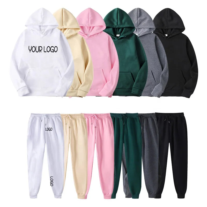 Sweatpants and Hoodie Set Clothing Manufacturers Blank Winter Hoodies Custom logo Embroider Plain Men Hoodies Unisex