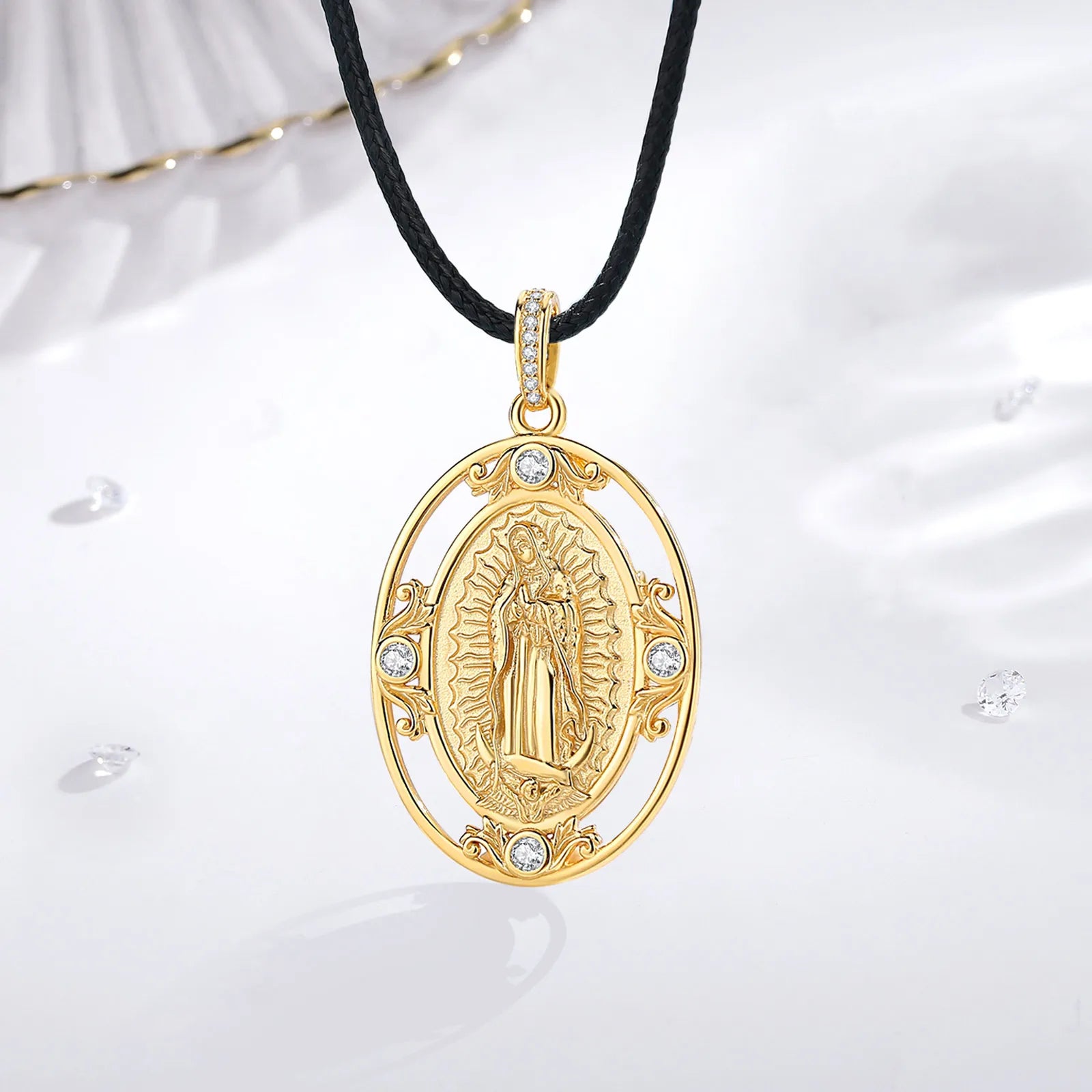 Merryshine Gold Plated Religious Gift Christian Other Fashion Guadalupe Virgin Mary 925 Sterling Silver Pendant Necklace