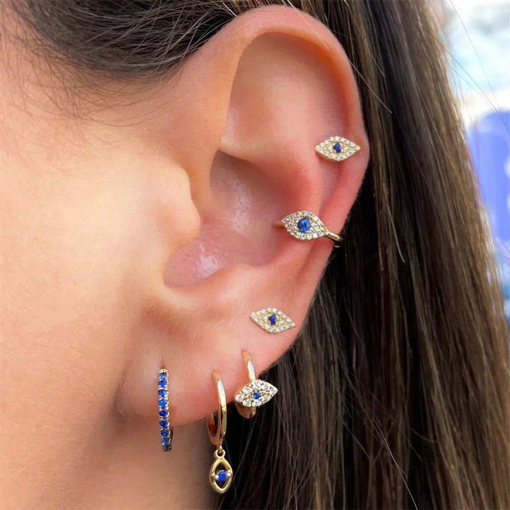 Gaby New Spring Devil Eye Earrings Cartilage Gold Plated Brass Jewelry Set Cartilag Piercing Earrings Wholesale Piercing Jewelry