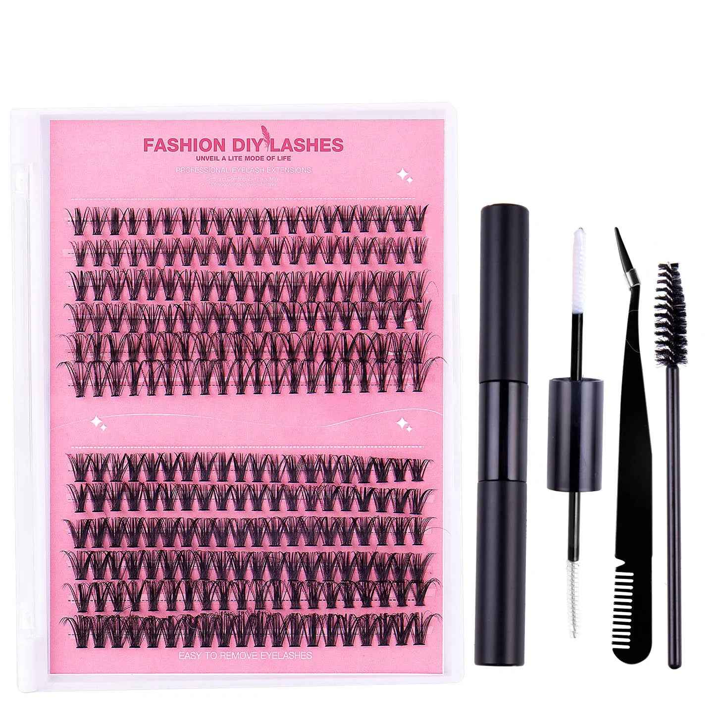 DIY Cluster Lash Kit 40D Natural Style Eyelashes for Extensions Private Label Fan Eyelashes Long Lasting