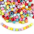 100pcs Mixed Color acrylic square large hole Cube beads Loose Spacer Beads for Jewelry Making