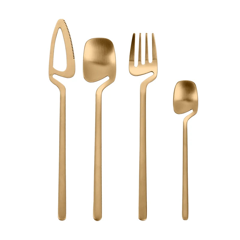 Custom A21 Hotel Buffet Gold Flatware Stainless Steel New Style Hanging Cutlery Set for Weddings