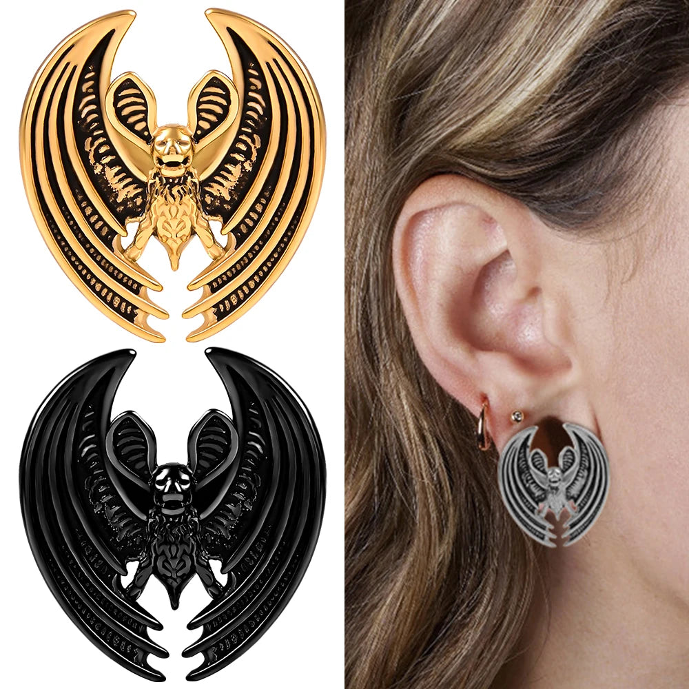 Evort 316L Stainless Steel Children's Wedding Bats Saddle Ear Expander Plugs Tunnels Waterproof Piercing Earrings Ear Gauges