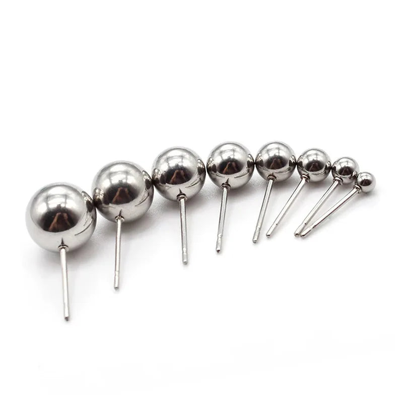 Stainless Steel Make Jewelry Earring Component DIY Hang Charms Different Diameter 2-10mm Bead Ball Earring Pin