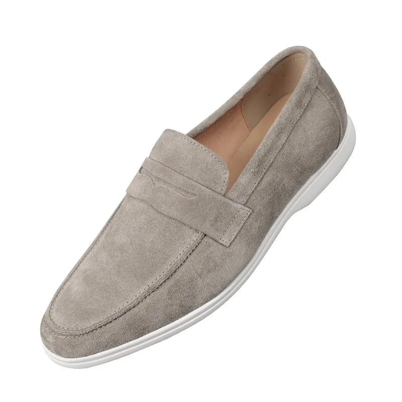 Genuine Leather Breathable Casual Loafers Men Slip-On Shoes for Men Solid Color Stylish Business Office Comfortable Men Shoes