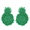 Boho Ethnic Beads Drop Dangle Earrings for Women Colorful Round Big Circle Pendant Earring