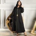 Winter Wear Muslim Deerskin Fleece Fashion Arabian Dress Long Tassel Hooded Robe Women  Abaya Dubai Turkey Abaya