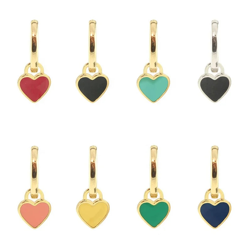 Milskye Perfect Pop Colors 925 Silver Plated 18K Gold Heart Huggie Hoop Enamel Earrings