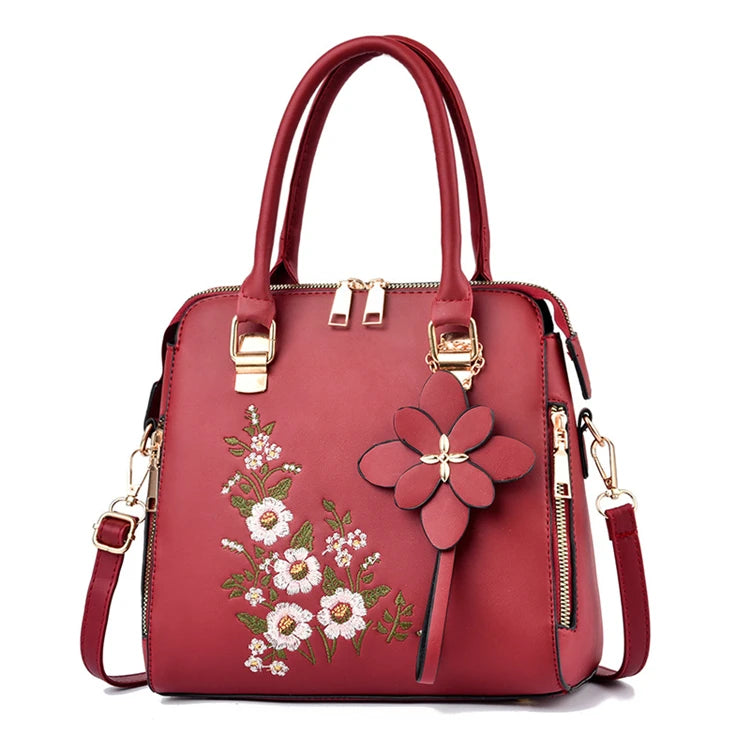 Famous Premium Luxury Fashion Designer Crossbody Ladies Women Pu Leather Flower Handbag