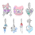 Blue Heart Flower Pendant 925 Sterling Silver Pink Skull Cat Charm Beads for Women Charm Bracelet Jewelry Wholesale/Dropshipping