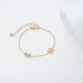New Arrival Cubic Zirconia Letter X Charm Bracelet Adjustable 18K Gold Butterfly Bracelet for Women