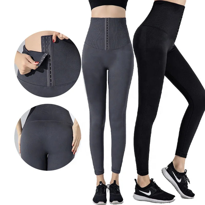 Custom Logo Women Slim Waist Trainer Leggings Gym Yoga Pants Fitness Workout High Waist Legging Underwear Tummy Control Leggings