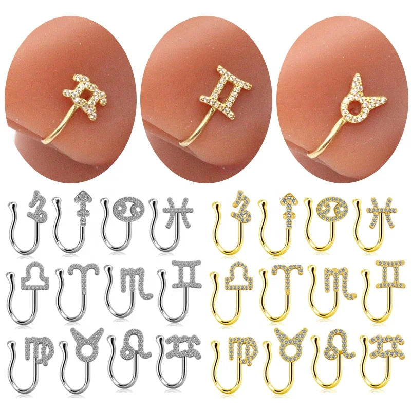 Gaby Trendy Gold Plated Zodiac Nose Ring Custom Nose Cuffs Non-Piercing Body Jewellery for Weddings and Gifts Wholesale