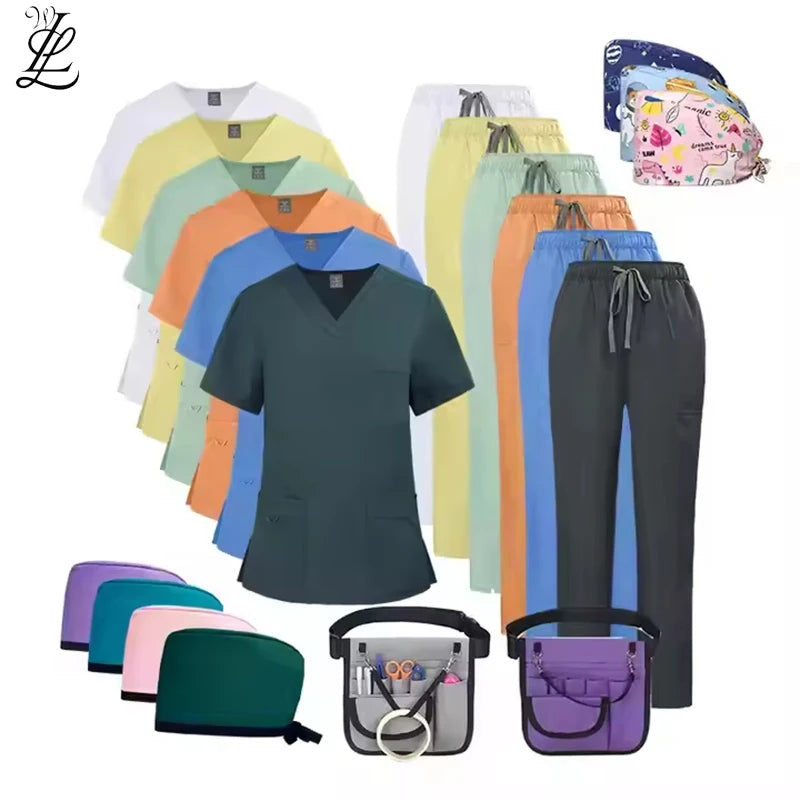 Wholesale Plus Size Custom Logo Comfortable Doctor Women Scrub Pet Hospital Set Jogging Medical Scrubs Two Piece Uniforms Set