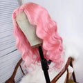 Pink Color Body Wave Brazilian Virgin Human Hair Transparent Lace Front Wigs for Black Women