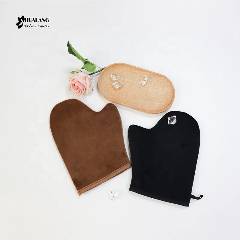 Wholesale Custom Private Label Self Tan Mitt Black Brown Tan Applicator Detachable Gloves Washable Self Tanning Mitt