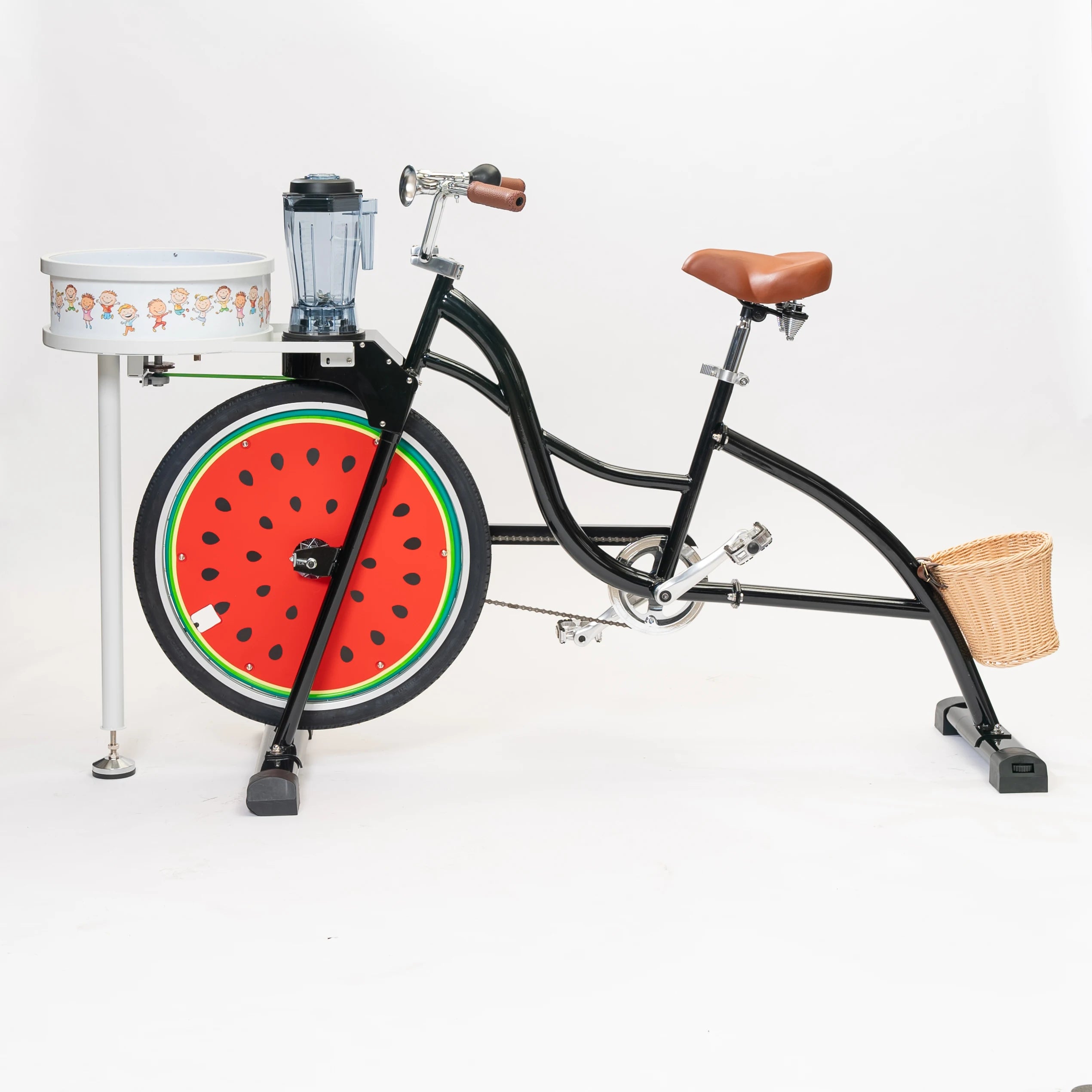 EXI Adult Amusement Spinning Art Aluminum Alloy Frame Exercise Bike with Smoothies Blender 1 Wheel Juicer Fun Ride