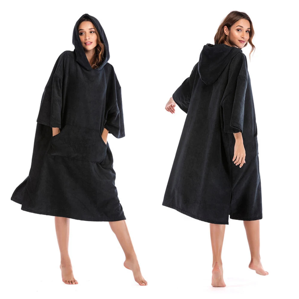 High Microfiber Adult Surf Poncho Hooded Bath Beach Towel Custom Logo Embroidery Digital Print Swim Travel Wholesale