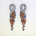 Ilona Ladies Vintage Long Pendant Earring Jewelry 18K Gold Plated Copper Zircon Stud Earrings for Gift