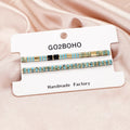 Go2BoHo Elegant Women's 2-Piece Summer Fashion for Bracelet Set Gold Turquoise Miyuki Tila Beads Elegant Bracelets for Beach