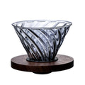 Modern Gray 4-Cup Coffee Dripper Heat-Resistant Glass with Wood Base for Barista Coffee Brewing GV13