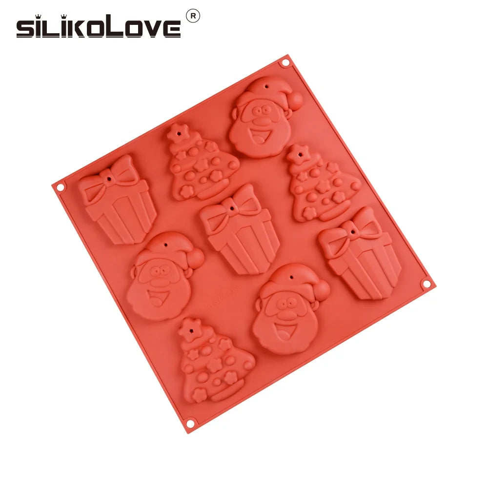 DIY Christmas Cute Cookie Silicone Mold with Father Christmas  Christmas Trees  Gift Shape