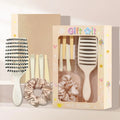 New Arrival Colorful Cosmetic Makeup Mirror Smooth Hollow Hair Brush Gift SET
