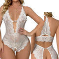 Lace Seductive Bodysuit Set Women Sexy Hot Transparent Mature Babydoll Sexy Lingerie Deep V Open Crotch Jumpsuit Pajamas