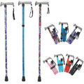AMPMOUTDOOR Heavy Duty Foldable T-Handle 4-Joint Walking Stick for Seniors & Adults Iron Pivot Tip Collapsible Mobility Aid