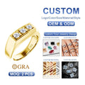 High Quality 925 Sterling Silver Jewelry Engagement Business Party Gifts 3 Stone 0.3ct Diamond Moissanite Ring Men